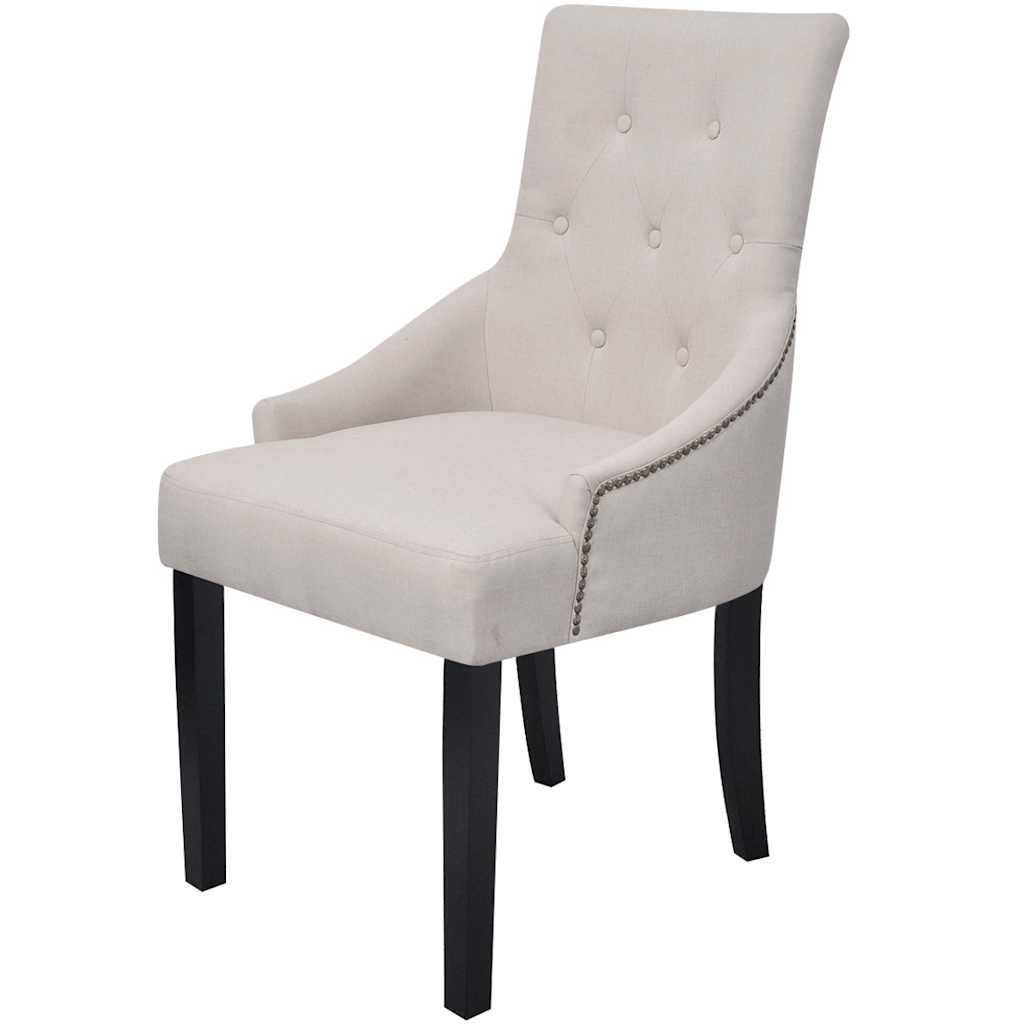 Vidaxl eetkamerstoelen 2 st stof crèmegrijs