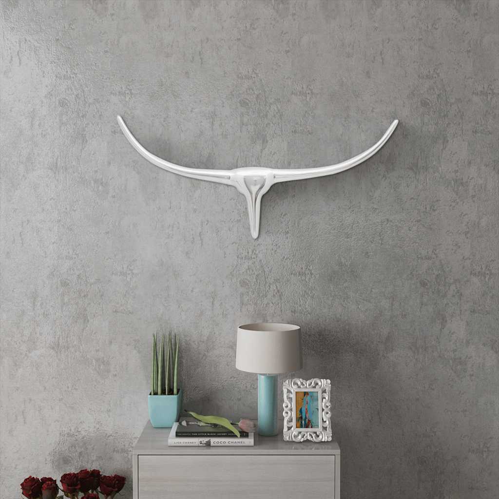 Vidaxl Bulls Kopf für das Wandaluminium 72 cm Silberfarbe