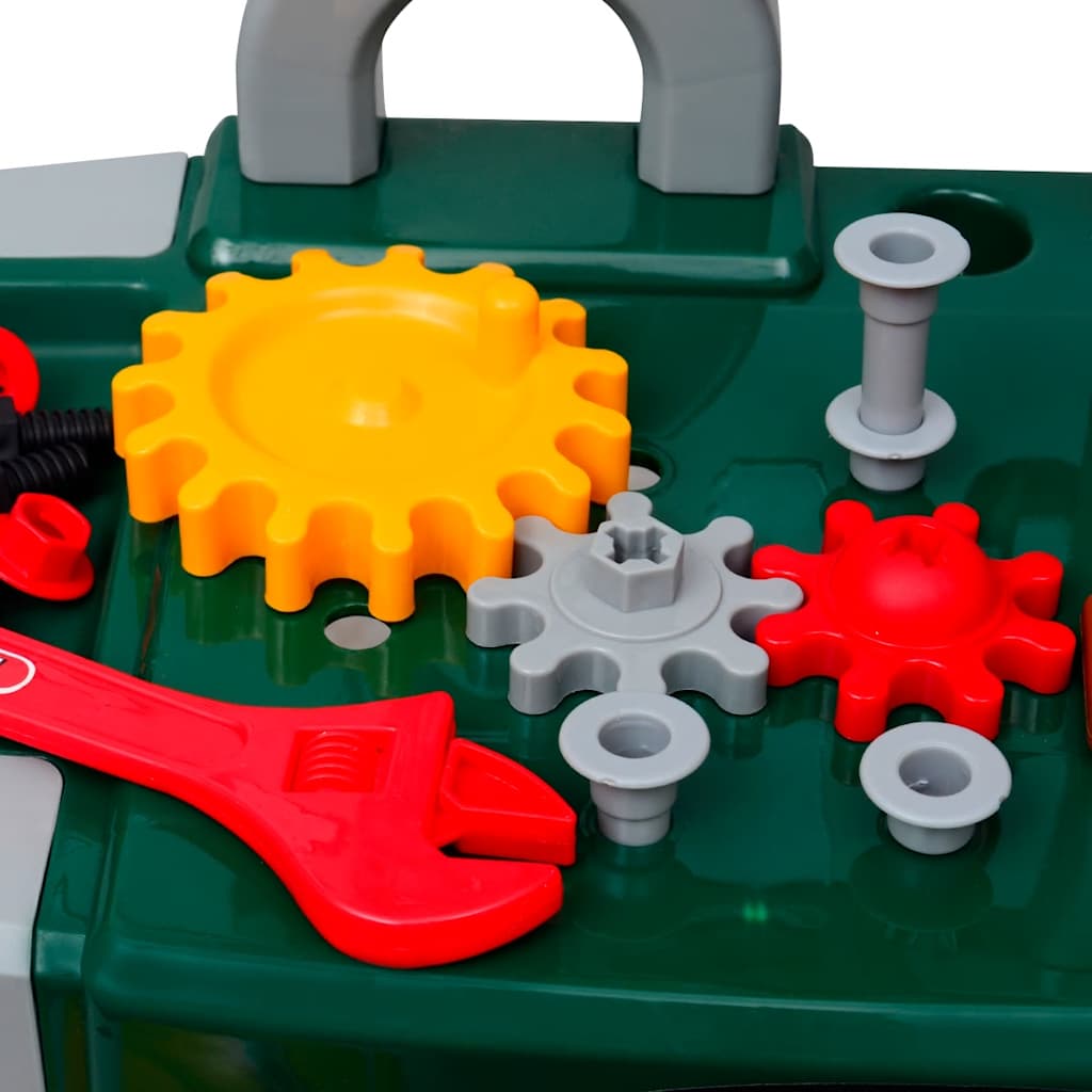 Vidaxl Spielzeugarbeit Bank mit Werkzeugen für Kinder Kinderzimmer Grün + Grau
