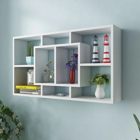Vidaxl wandschap zwevend 8 vakken wit