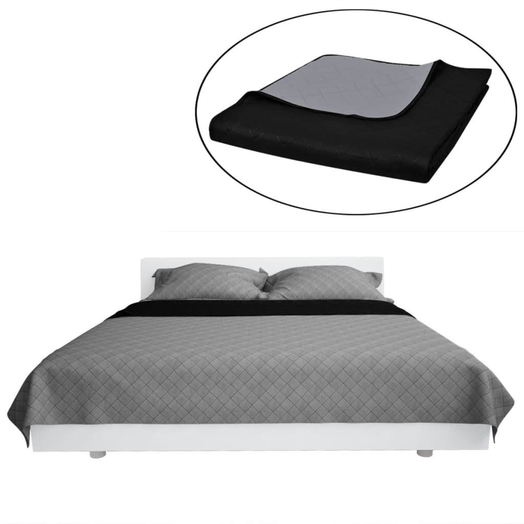 Vidaxl Bedspread Quilte Double Side 220x240 cm de gris negro