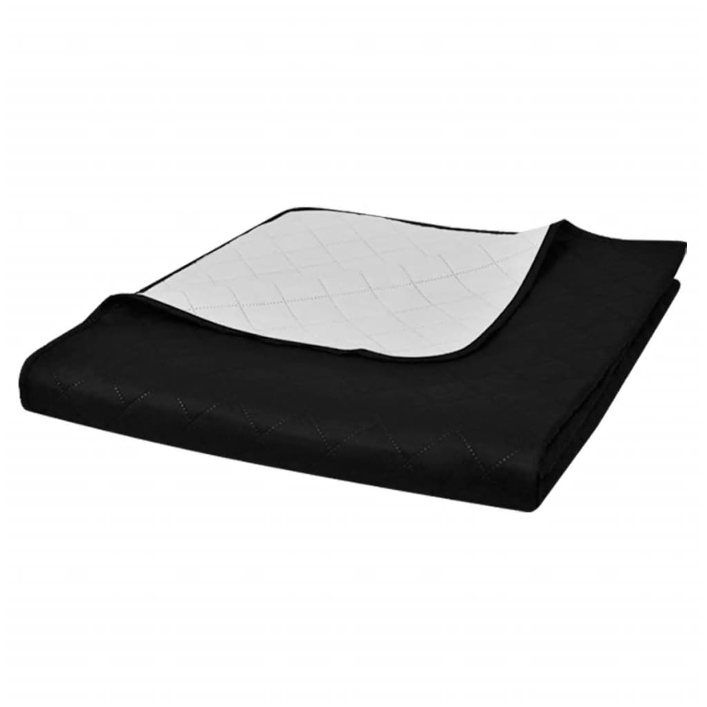 Vidaxl Bedsprey prošívaná dvojnásobná 170x210 cm černá bílá