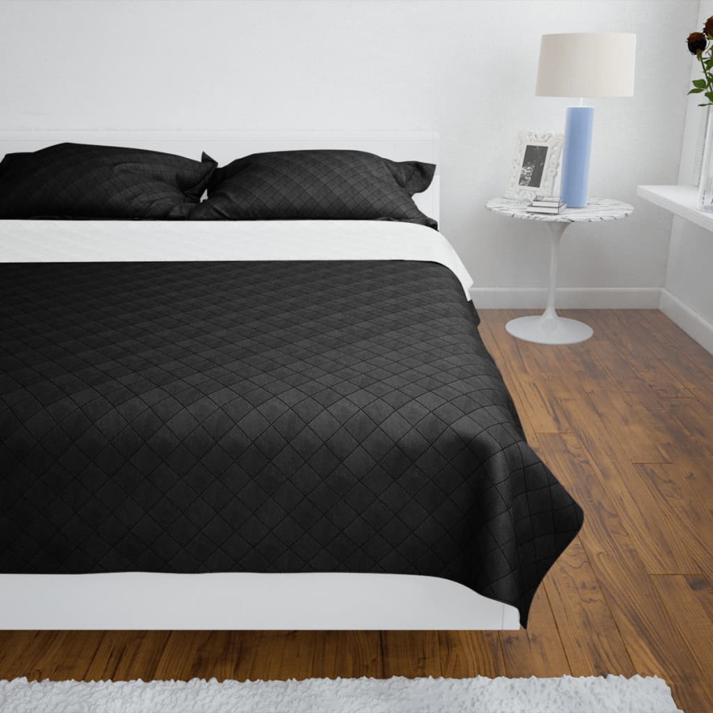 Vidaxl Bedsprey gesteppte doppelte 170x210 cm schwarz weiß