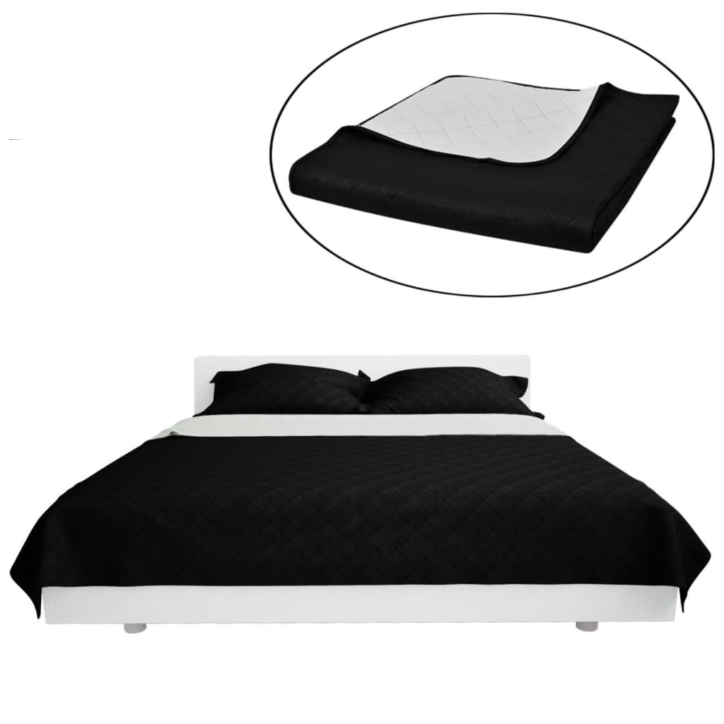 Vidaxl Bedsprey acolchado de doble lado 230x260 cm blanco negro