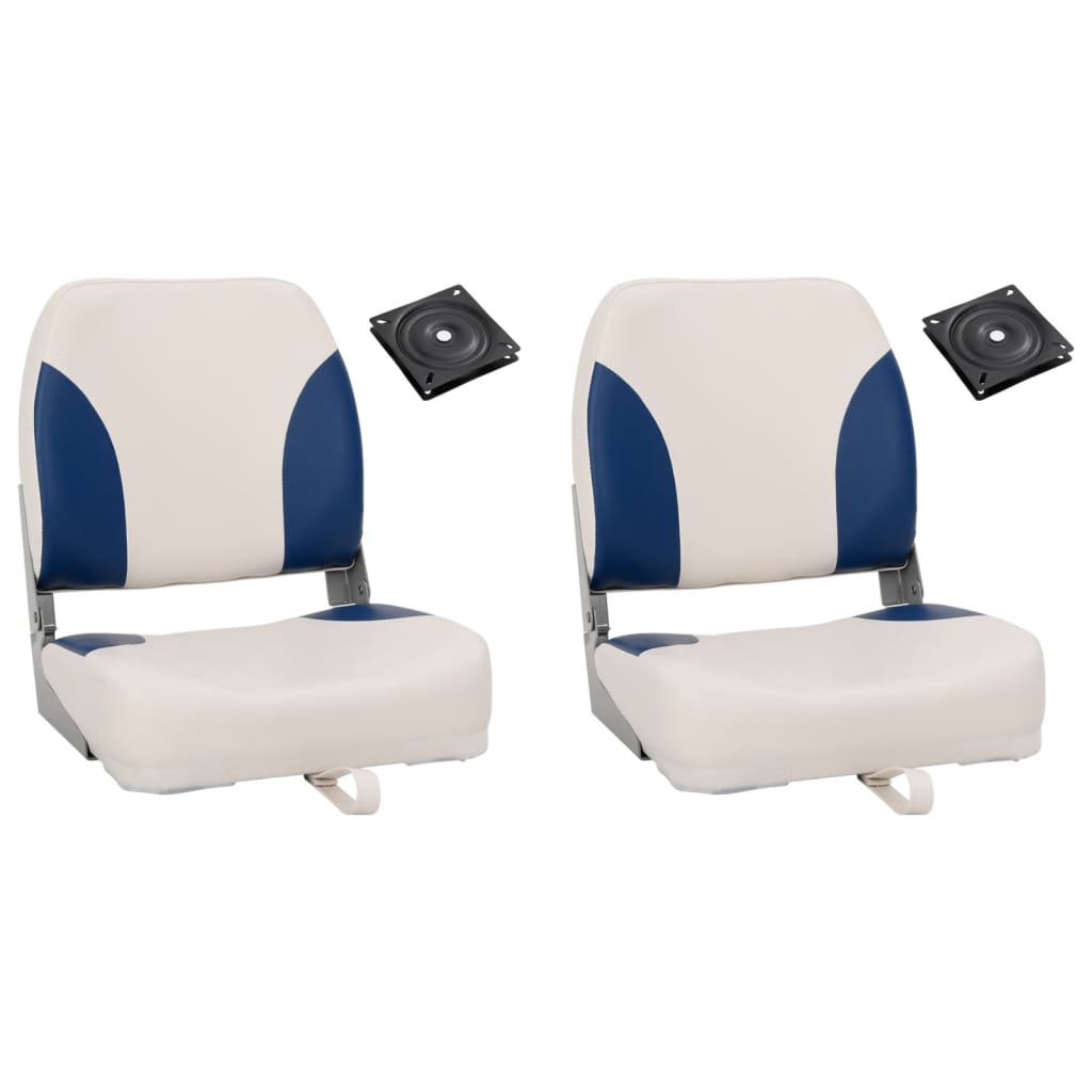 Vidaxl de 4 piezas de asiento en bote con cojines blancos azules plegables