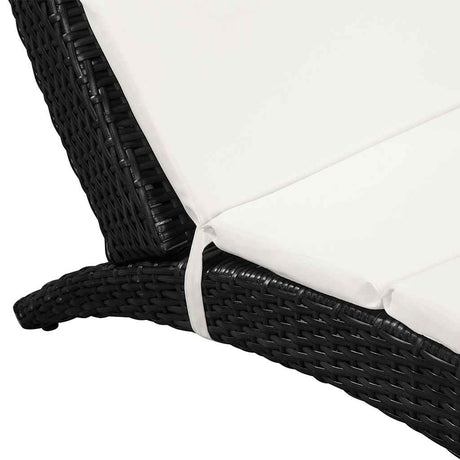 Vidaxl ligbed inklapbaar met kussen poly rattan zwart