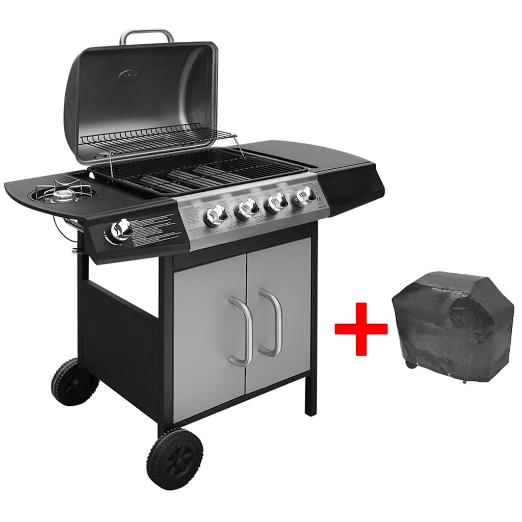 Vidaxl Gasbarbecue 4+1 Kochzone Schwarz und Silber