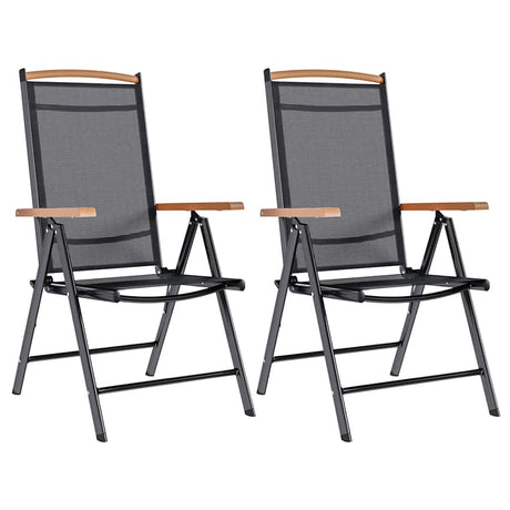 Vidaxl tuinstoelen inklapbaar 2 st aluminium en textileen zwart