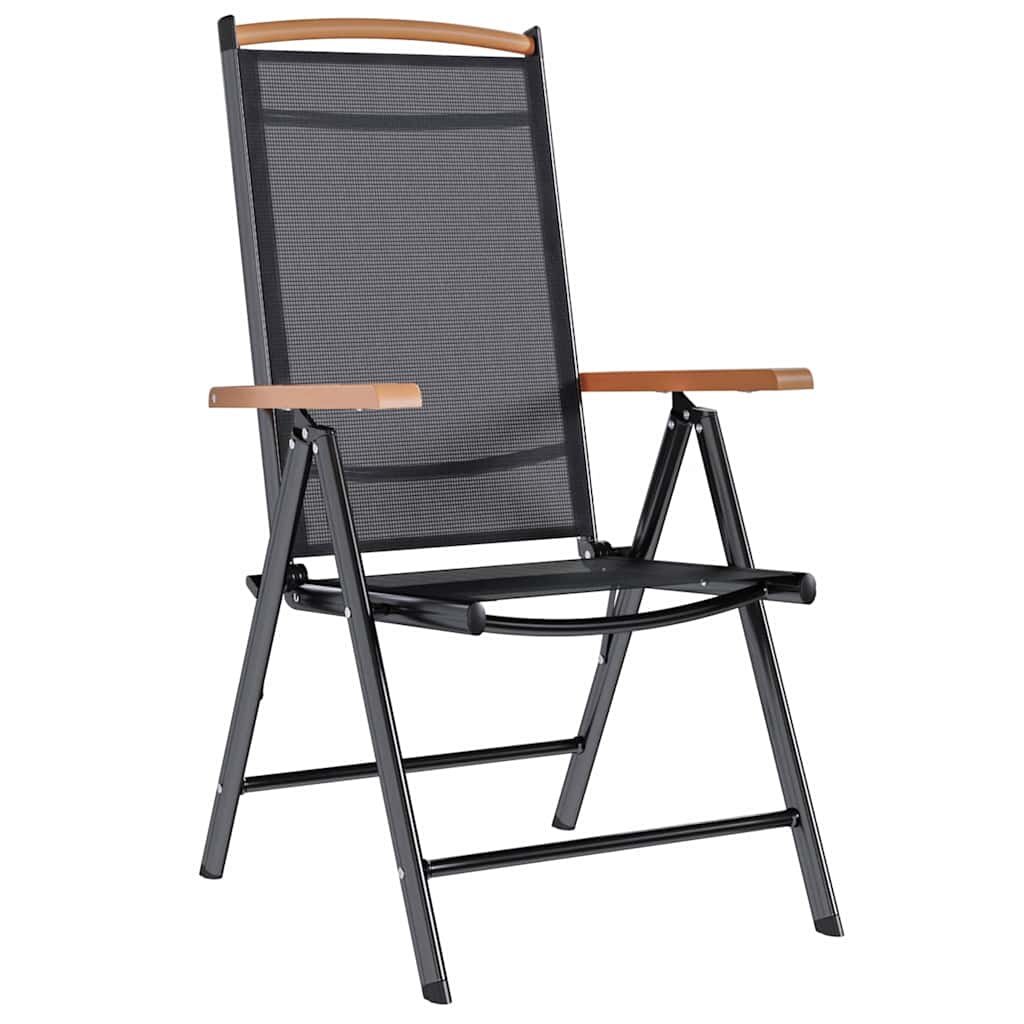 Vidaxl tuinstoelen inklapbaar 2 st aluminium en textileen zwart