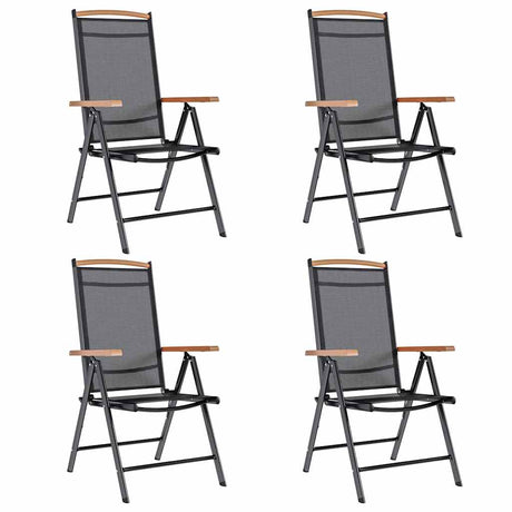 Vidaxl tuinstoelen inklapbaar 4 st aluminium en textileen zwart