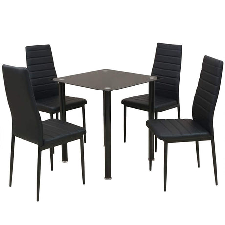 Vidaxl eetkamerset tafel en stoel zwart 5-delig