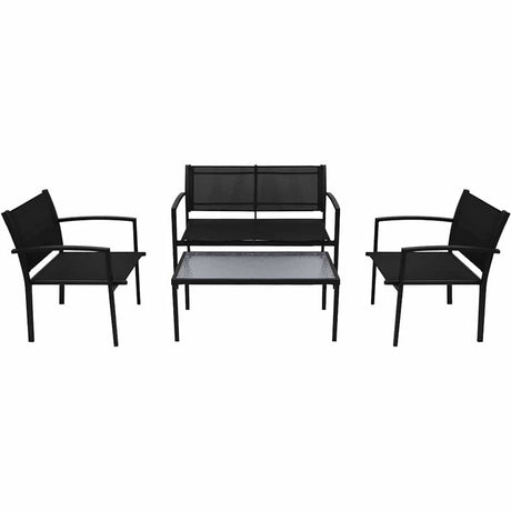 Vidaxl 4-delige loungeset textileen zwart