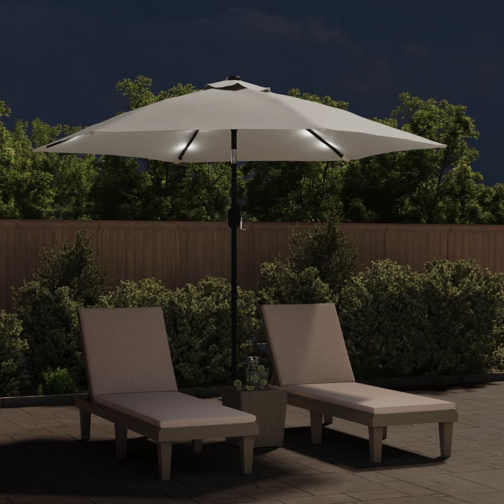 Vidaxl flytende parasol med LED 3 m sandhvit