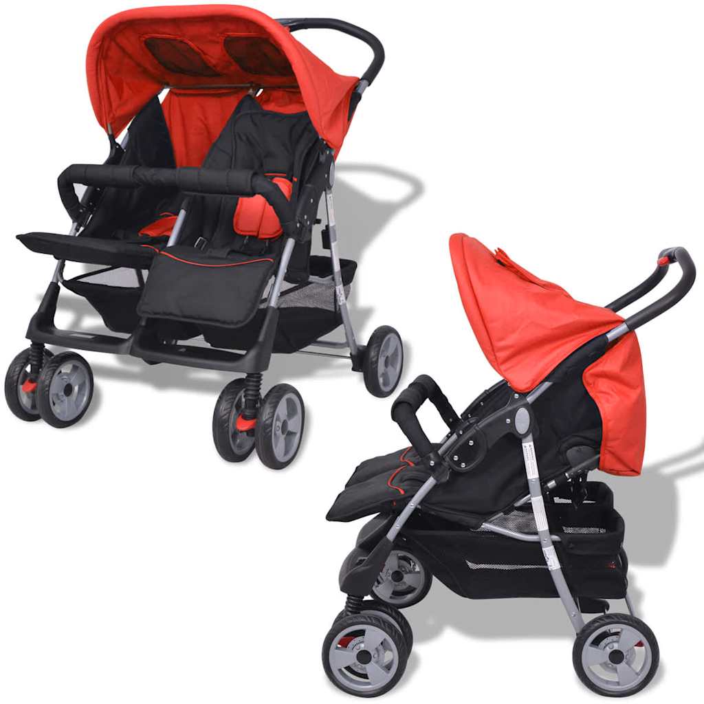 Vidaxl Twin Car Steel Red and Black