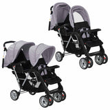 Vidaxl Pram Double Steel Grey and Black