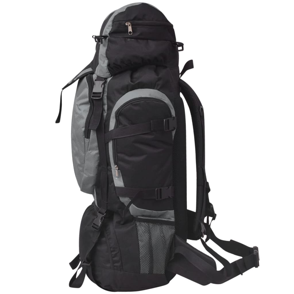 Vidaxl Mochila Senderismo XXL 75 L Negro y gris