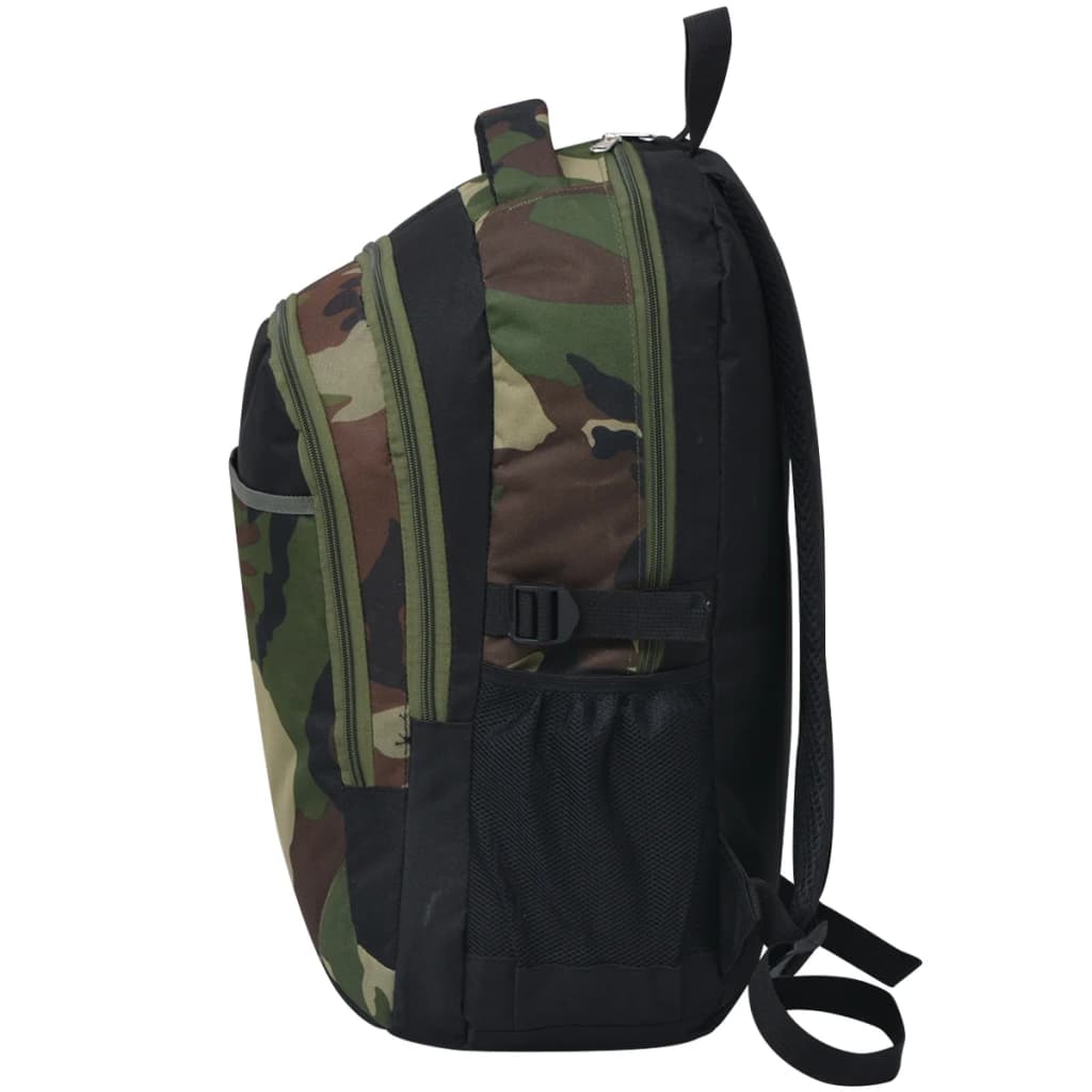 Vidaxl sac à dos pour l'école 40 l noir et camouflage