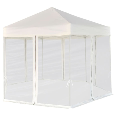 Vidaxl Partytent Popup Hexagonal mit 6 Seitenwänden 3.6x3.1 M Creme Weiß