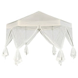 Vidaxl Partytent Popup Hexagonal mit 6 Seitenwänden 3.6x3.1 M Creme Weiß