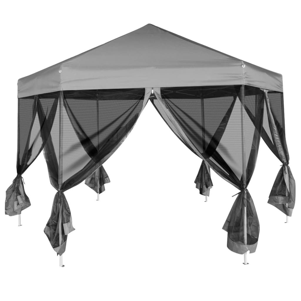 Vidaxl PartyTent Pop-Up Hexagonal con 6 paredes laterales 3.6x3.1 m gris