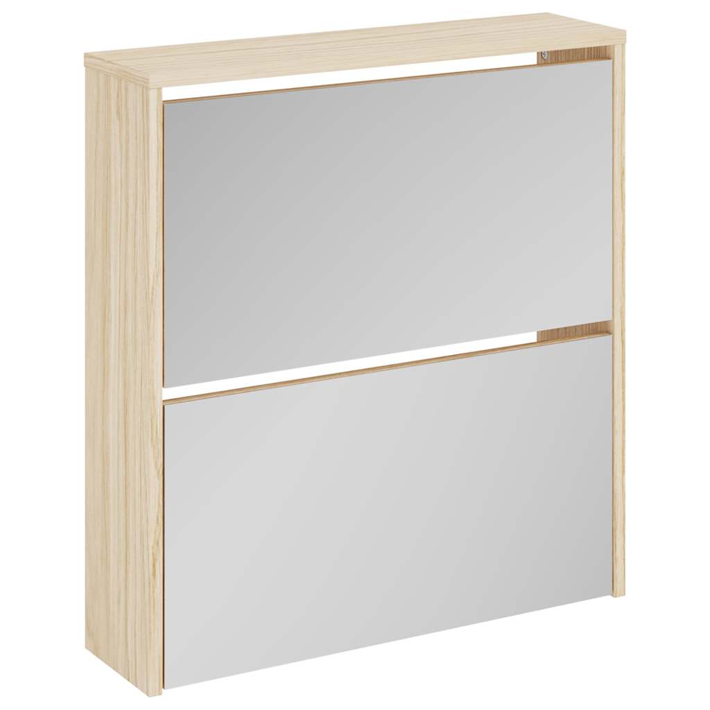 Vidaxl -Schuhschrank Zwei -Layer mit Spiegel 63x17x67 cm Eiche