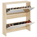 Vidaxl -Schuhschrank Zwei -Layer mit Spiegel 63x17x67 cm Eiche