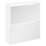 Vidaxl -Schuhschrank zwei -Layer mit Spiegel 63x17x67 cm weiß