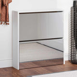 Vidaxl -Schuhschrank zwei -Layer mit Spiegel 63x17x67 cm weiß