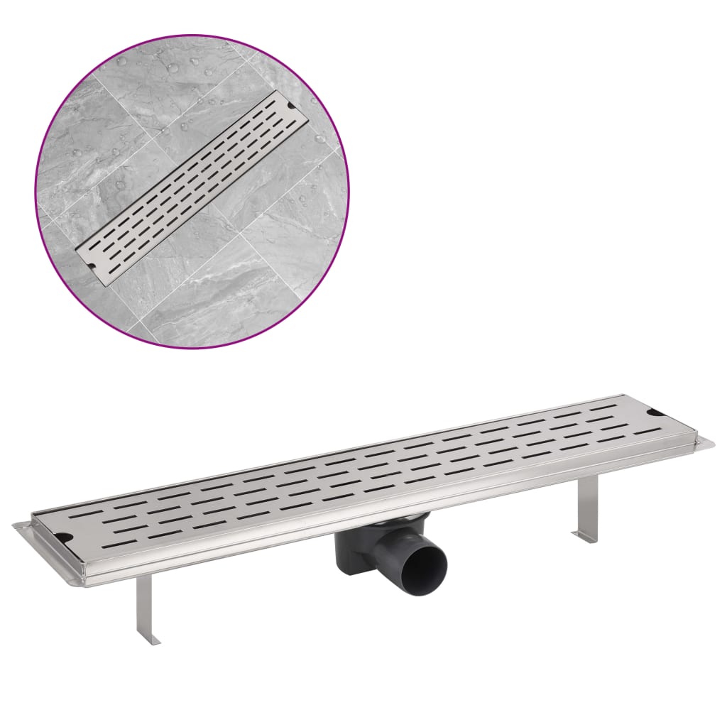 Vidaxl shower drain rectangular 630x140 mm stainless steel