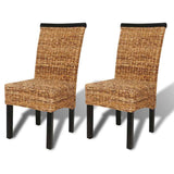 Vidaxl eetkamerstoelen 2 st abaca en massief mangohout