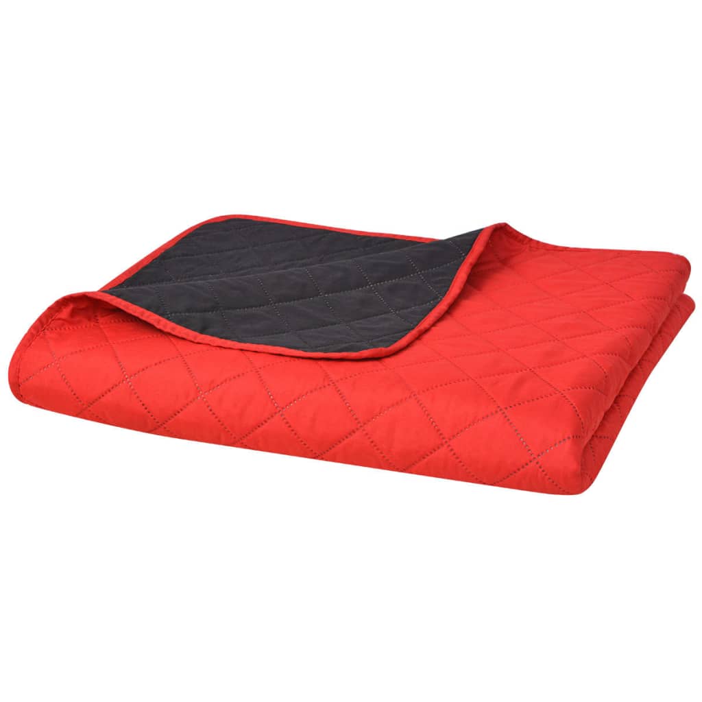 Vidaxl dubbelzijdige quilt bedsprei rood en zwart 230x260 cm