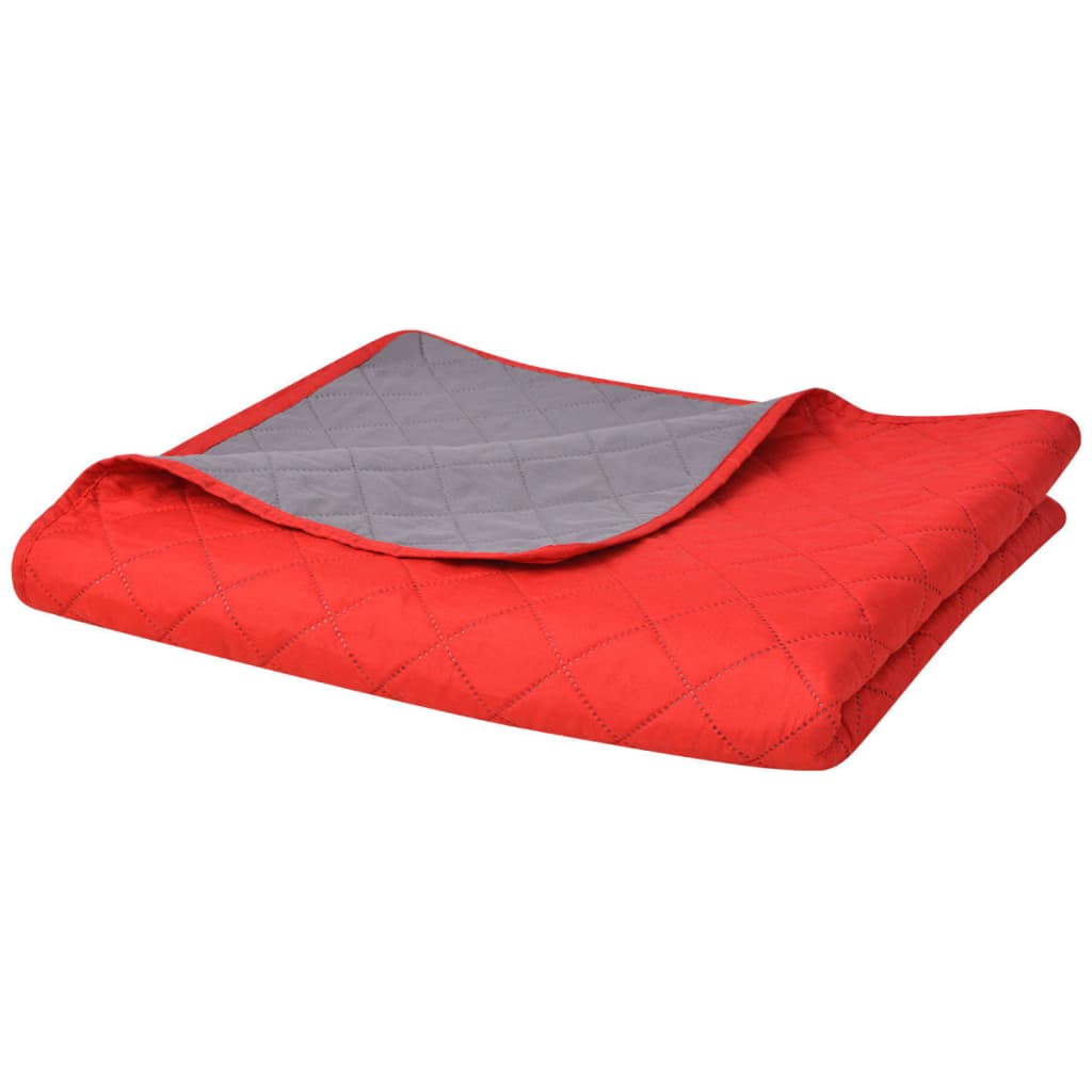 Vidaxl colcha de doble lado Red y gris 170x210 cm