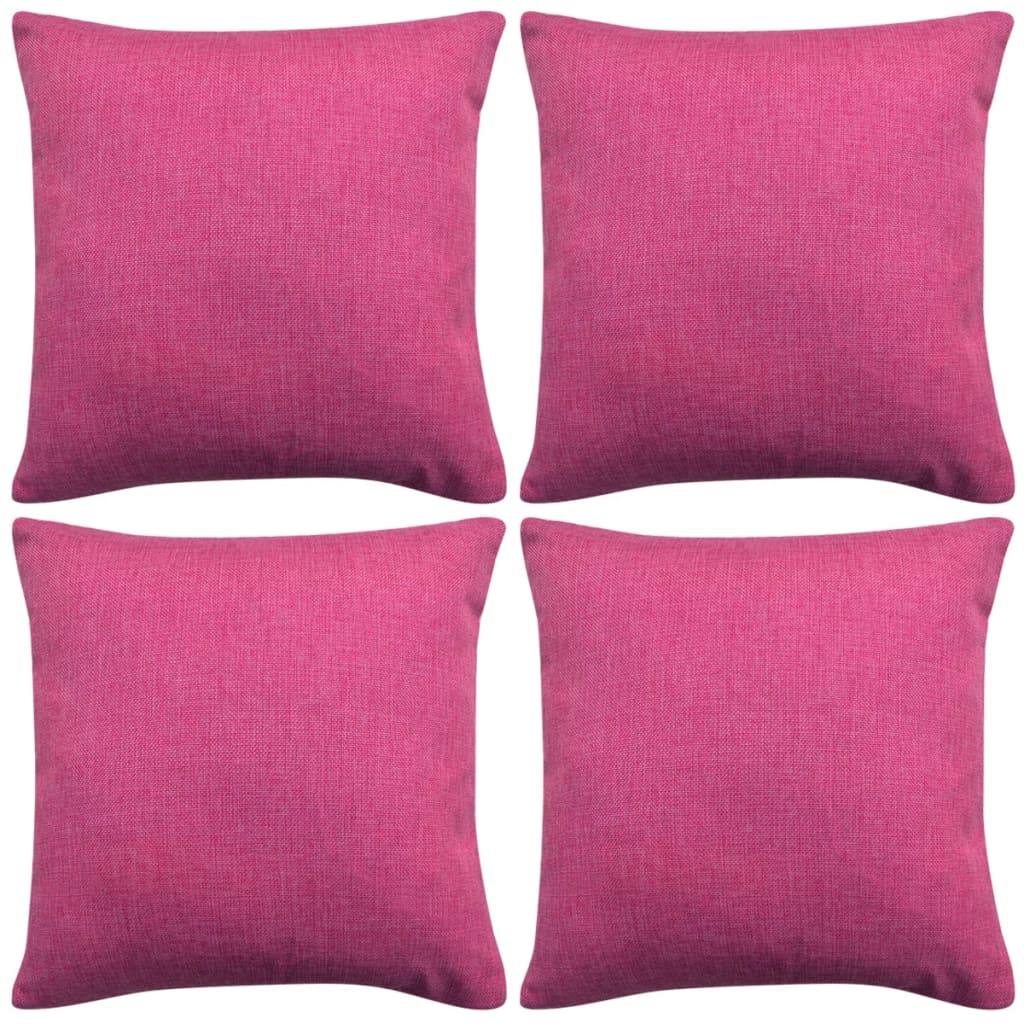 Vidaxl Cushion copre 4 pezzi Linen look rosa 80x80 cm