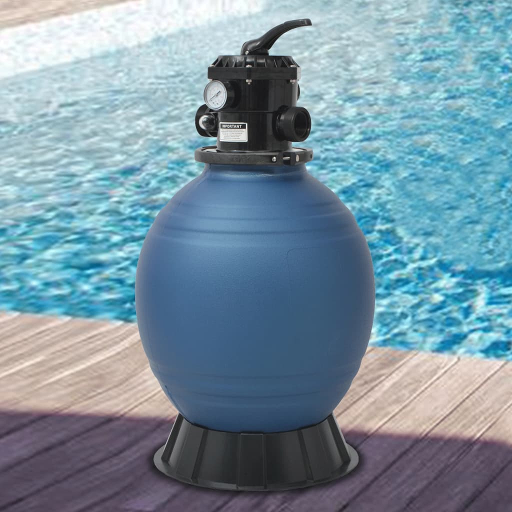 Vidaxl Schwimmbäder Sandfilter mit 6-Position-Ventil 460 mm blau