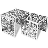 Vidaxl bijzettafels 2 stuks vierkant aluminium zilver