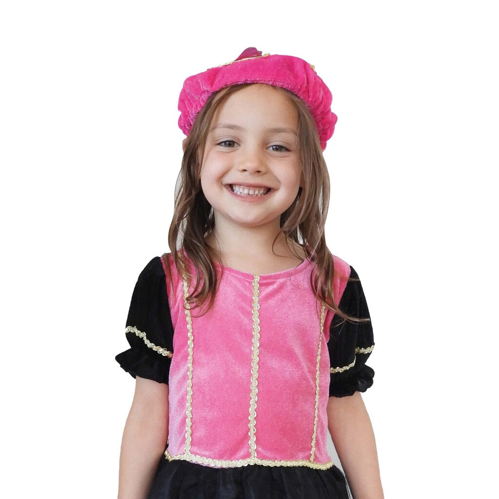 Basic Pieten Baret met Veer Roze