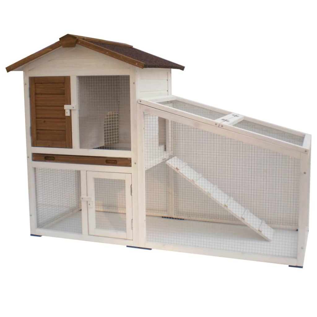 @Pet Rabbit Hok Tommy 140x65x100 cm Weiß und Brown 20072