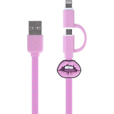 Kangaro k-58191006 dresz 2in1 Micro-USB-Ladekabel + Pin-Lippen rosa