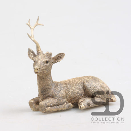 Season inspired decoration hert liggend goud 11cm hert liggend goud 11cm