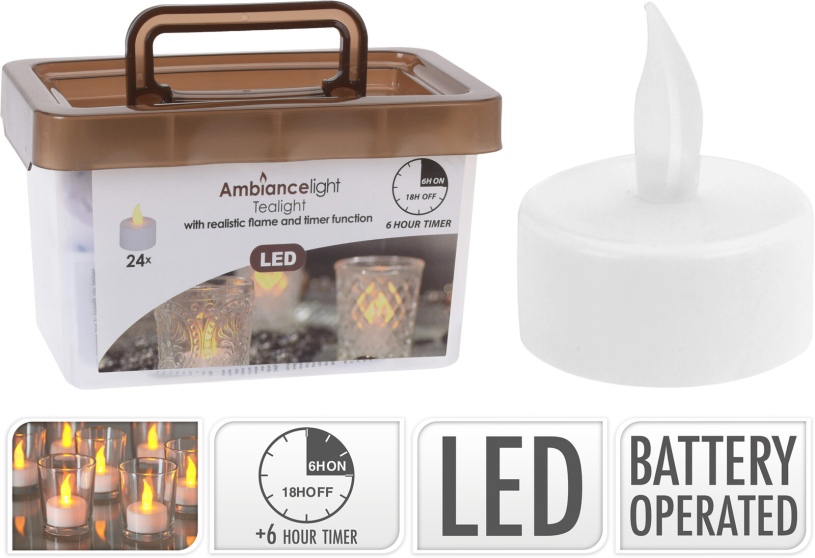 Teelicht LED 24 Stück mit Timer | 2 Stk