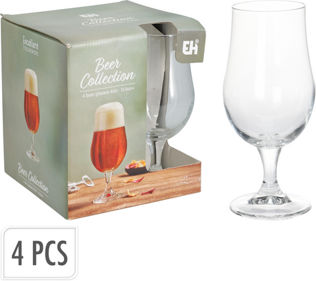 Ausgezeichnetes Haushaltswaren-Bierglas auf Fuß, 370 ml, 4er-Set