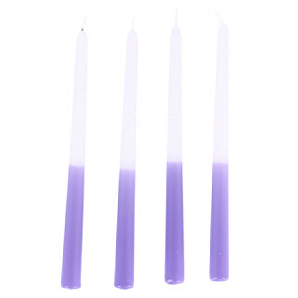 Overige merken dip dye kaars wax lila 30,5x2,2 cm 4 stuks