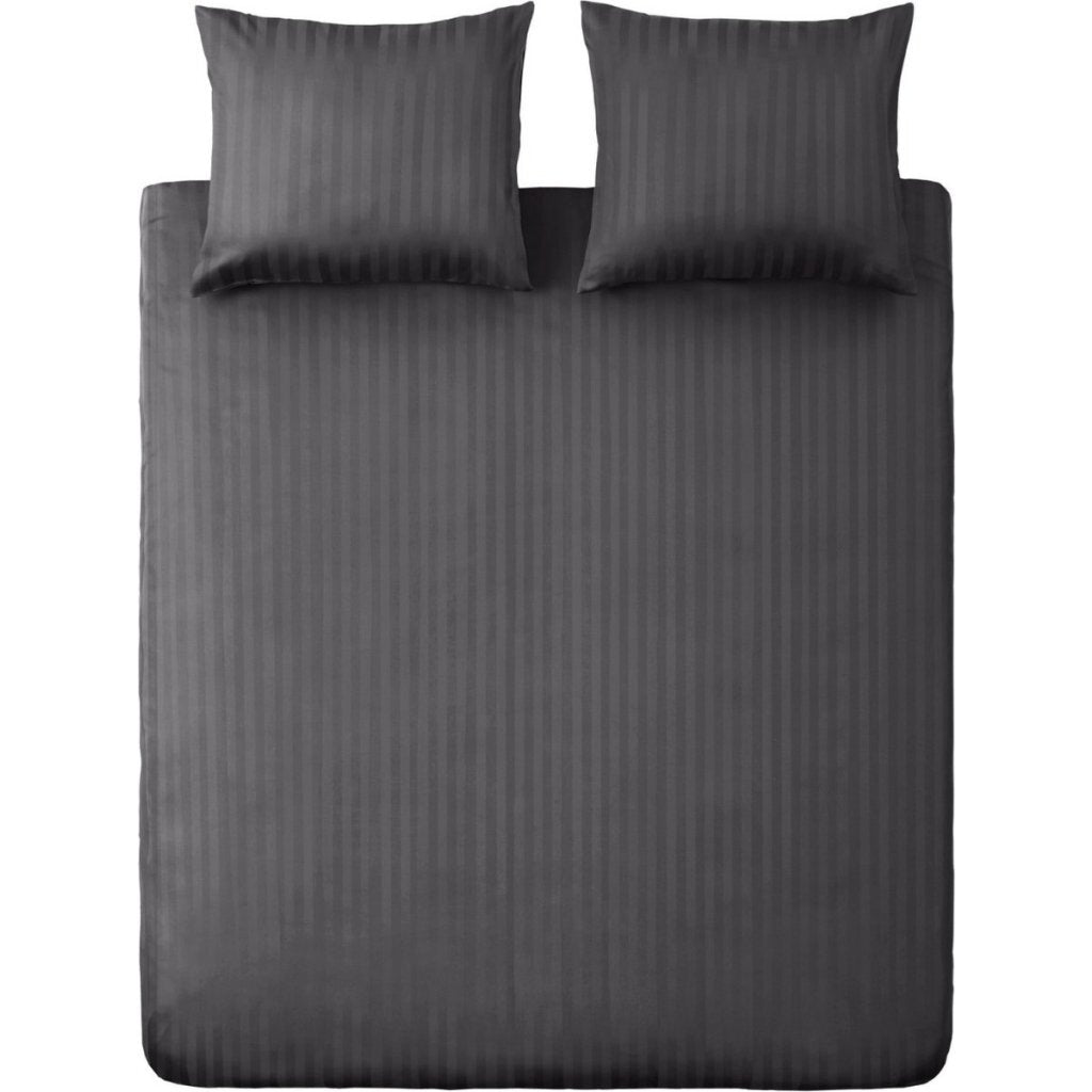 Ten Cate Baumwollsatin-Doppelbettbezug, gestreift, 240 x 200 cm, 220 cm, Anthrazit