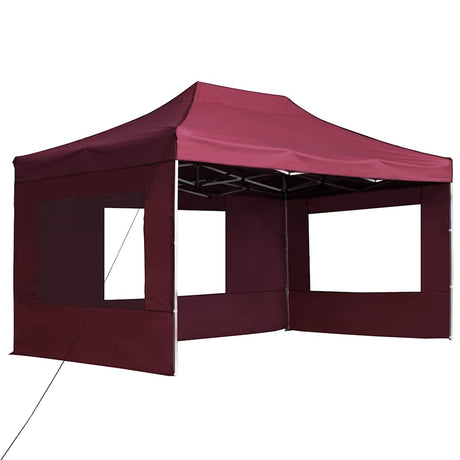 Vidaxl Partytent faltbar mit Wänden 4,5 x 3 m Aluminiumweinrot