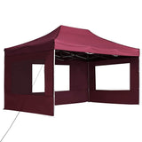 Vidaxl Partytent faltbar mit Wänden 4,5 x 3 m Aluminiumweinrot