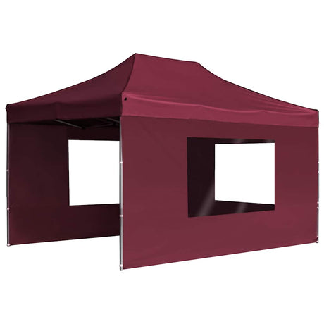 Vidaxl Partytent faltbar mit Wänden 4,5 x 3 m Aluminiumweinrot