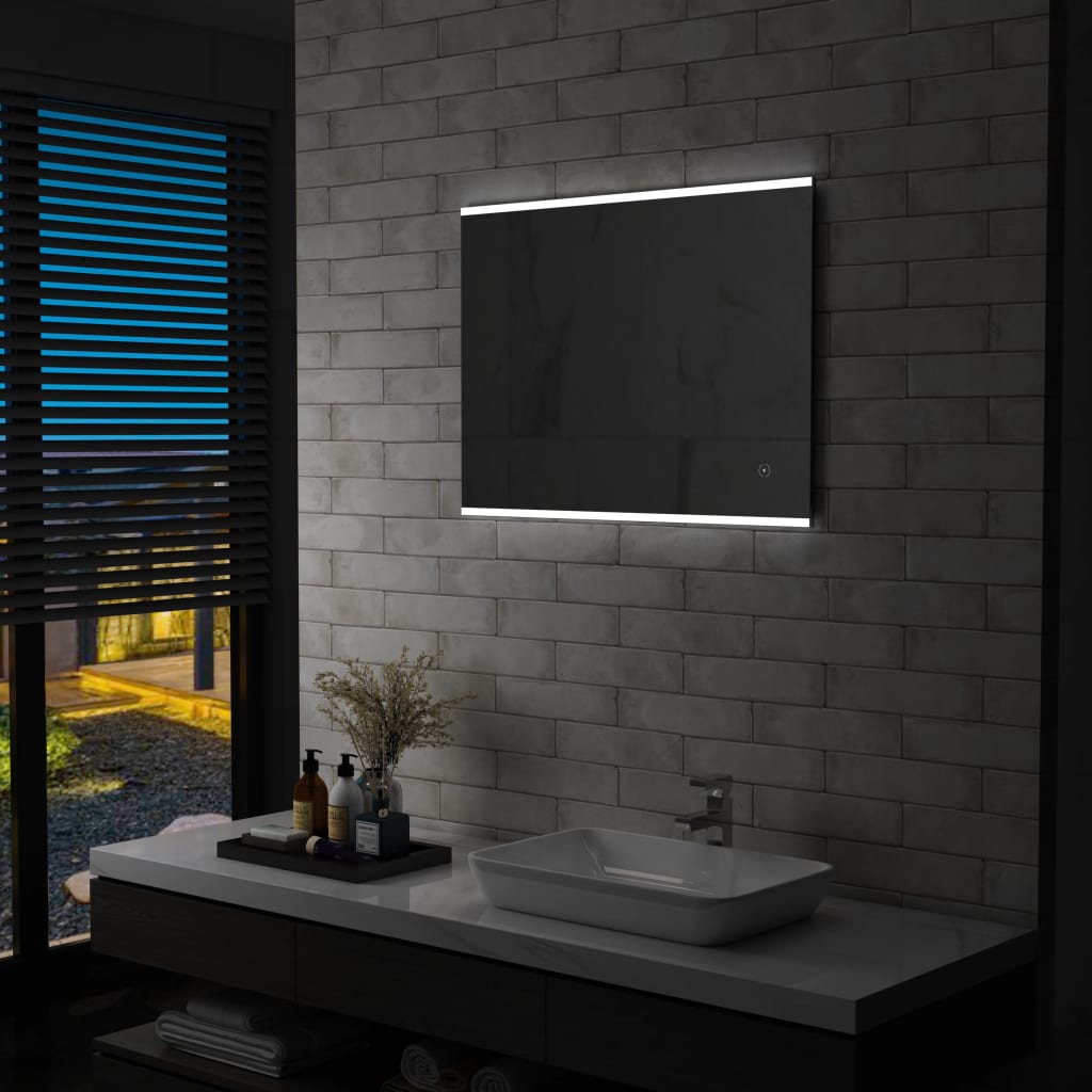 LED de espejo de baño Vidaxl con sensor táctil 80x60 cm