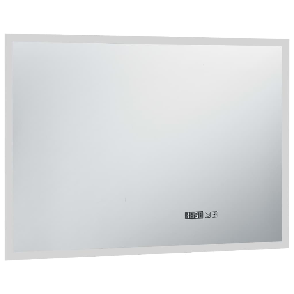 LED de espejo de baño Vidaxl con sensor táctil y pantalla de tiempo 100x60 cm