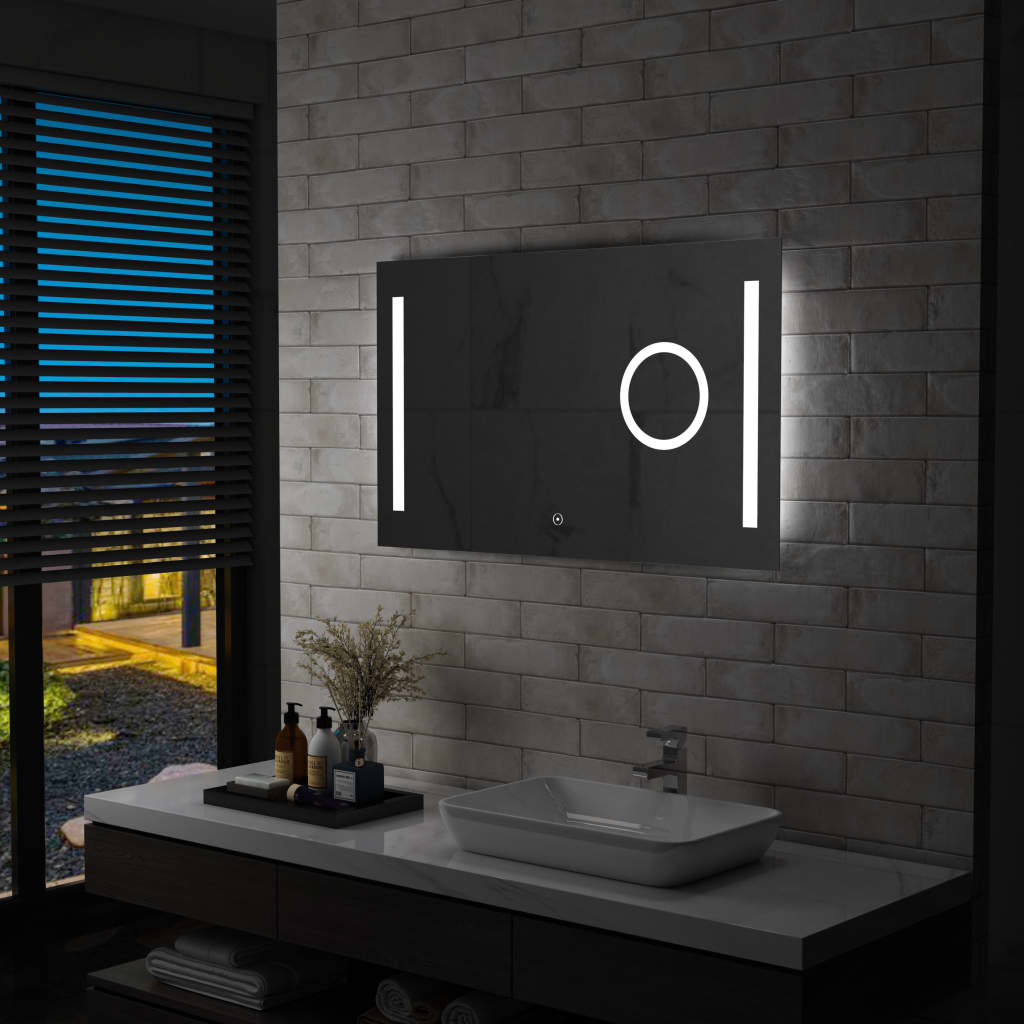 LED de espejo de baño Vidaxl con sensor táctil 100x60 cm