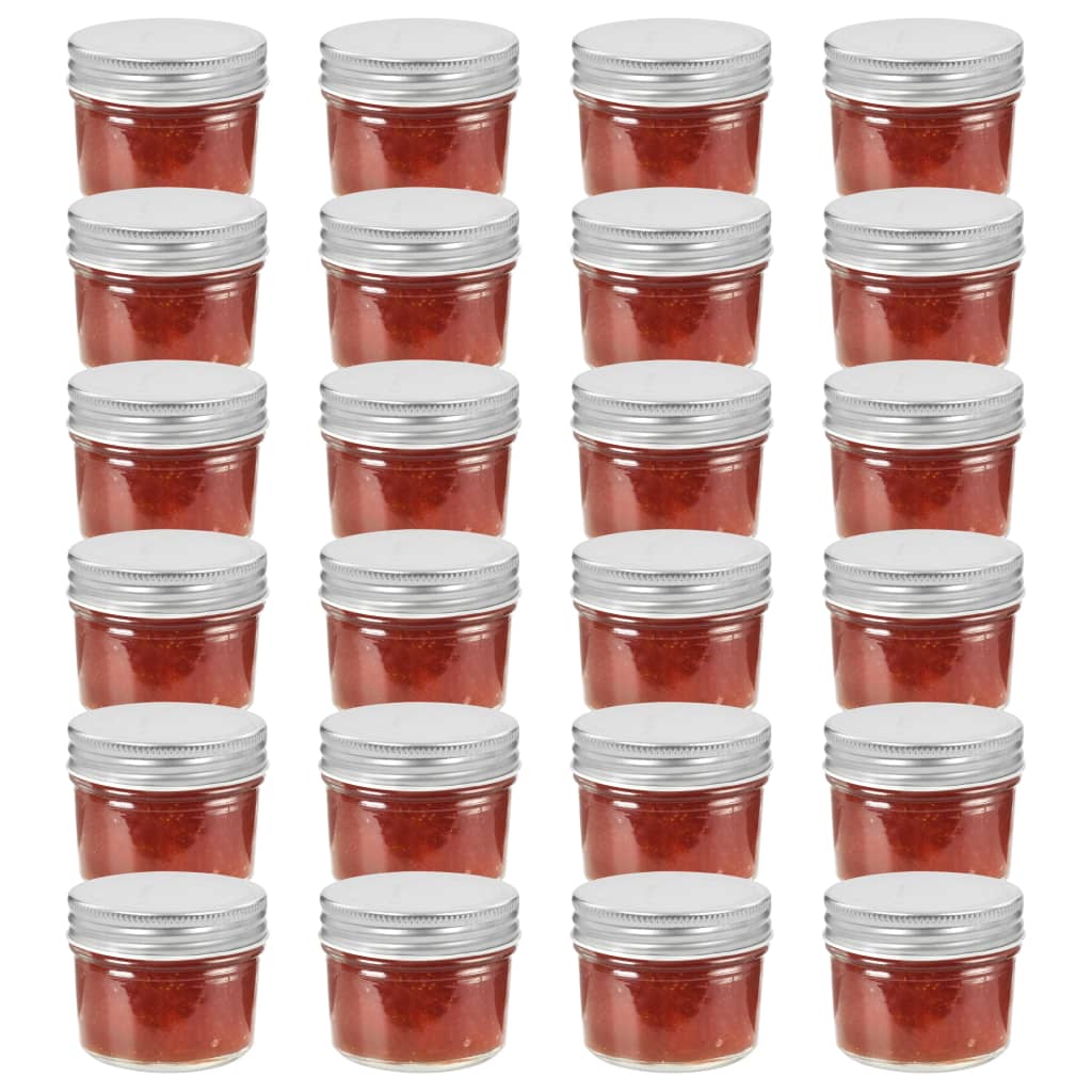 Vidaxl Jams de confiture avec couvercles de couleur argentée 24 st 110 ml de verre